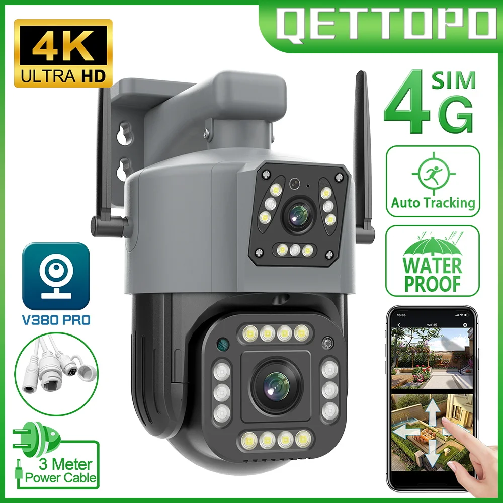 Cuifati 4K 8MP Solar Security Cameras Wireless Outdoor, 4G Solar