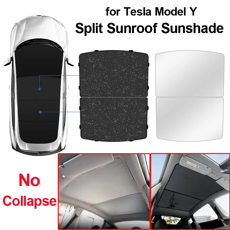 

Split Style Sun Roof Shade for Tesla Model Y 2022 2023 Sunroof Sunshade Gray ModelY Accessories Skylight Protector Blind Shading