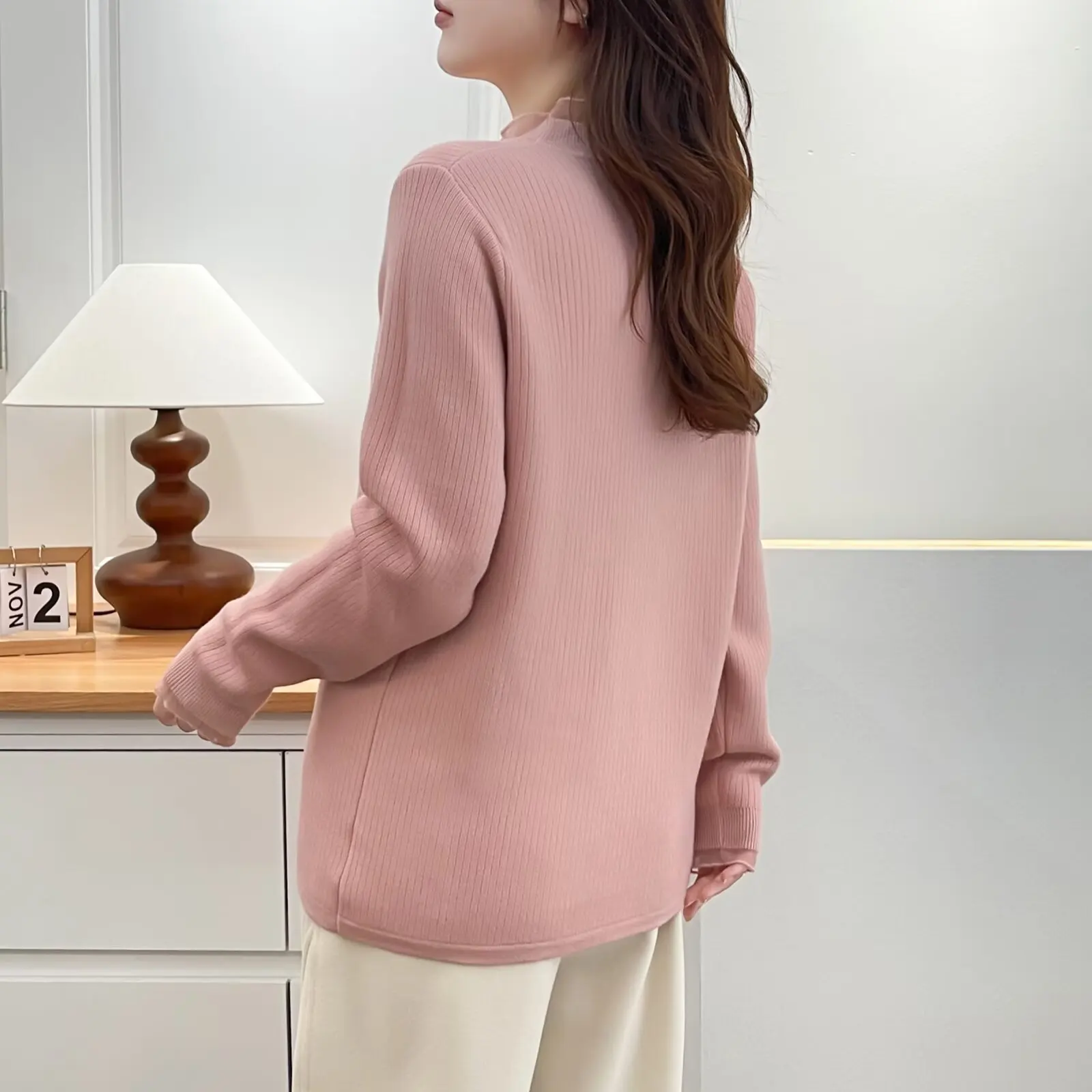 XXXXL Fashion Plus Size Women's Sweaters New Autumn And Winter Style Lace Collar Knitted Fleece Warm Base Jumpers 2329