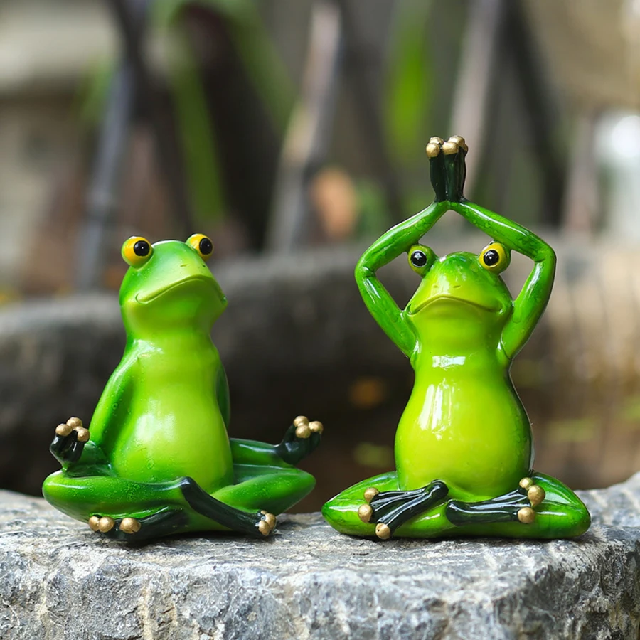 Resin Ornaments Garden Statue Garden Decoration Resin Statue Resin Handicraft Ornaments Animal Ornaments Zen Meditation Frog Statue