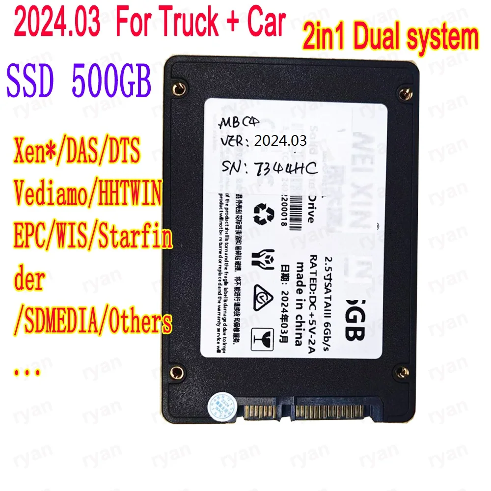 2024.03 C4 Software For Mb Star C4 New SSD For mb star C5 Fit For Most laptops PC Full HHT WIN DAS X Vediamo For Truck Car