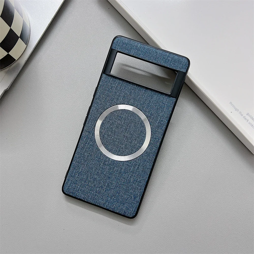 Luxury Linen Fabric Magnetic Wireless Charging Phone Case