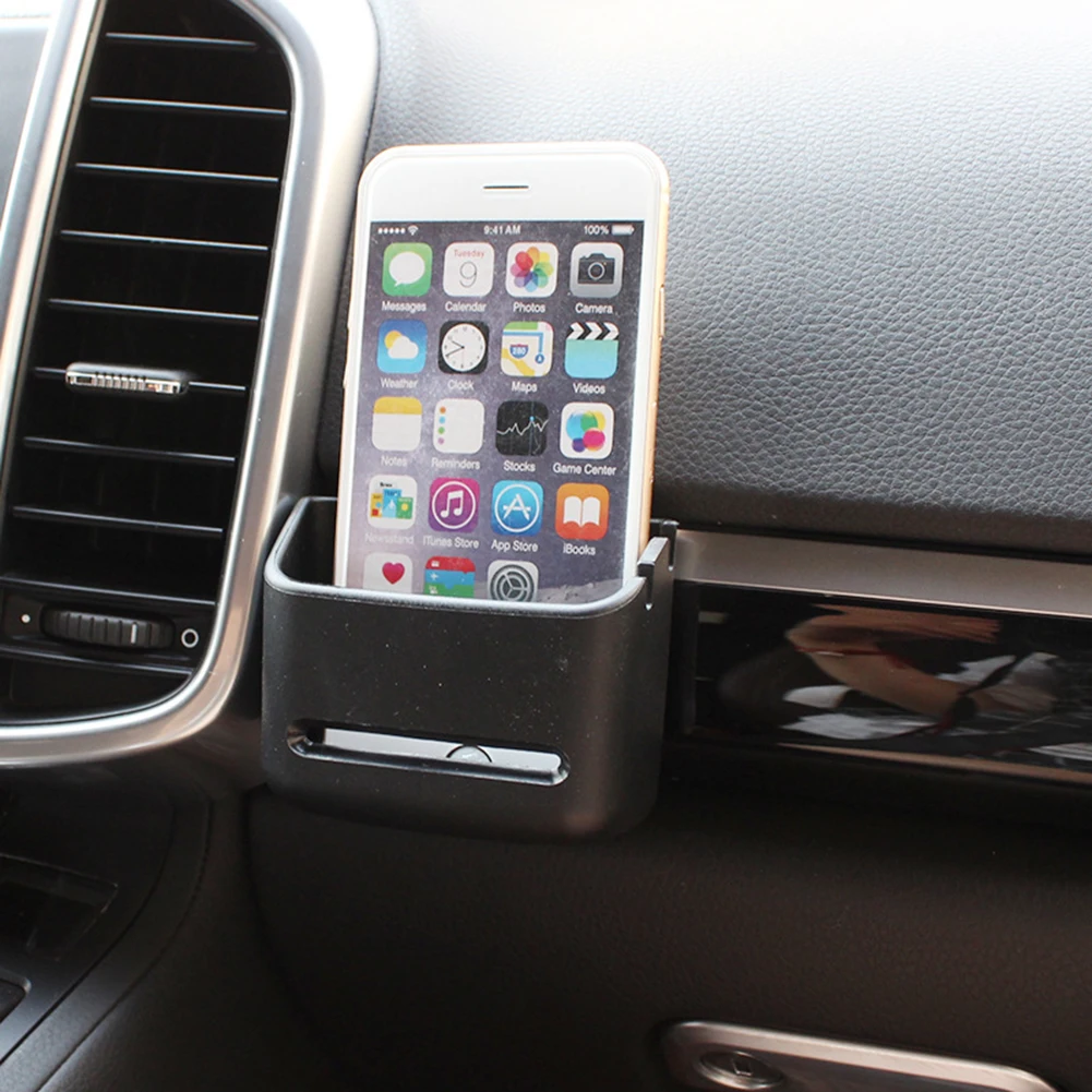 

Organizer Storage Box Mobile Phone Holder Parts ABS Black Bracket For Coin Card Interior Supplies High Quality
