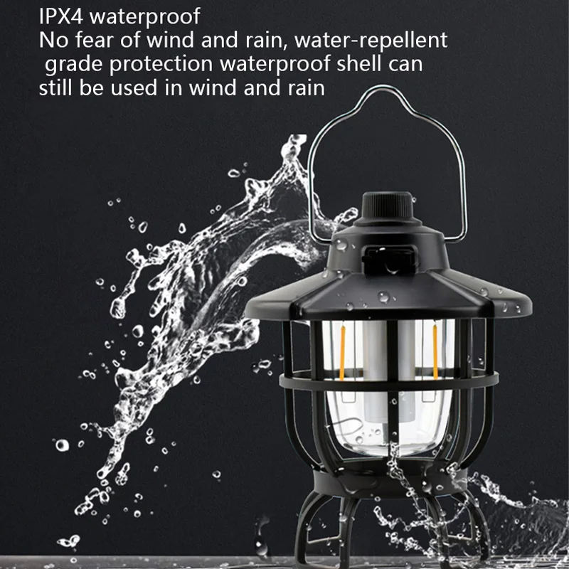 

Retro Portable Camping Light Rechargeable Light Hanging Lamp Home 3 Modes Dimmable Torch with USB Lantern Camping Lighting
