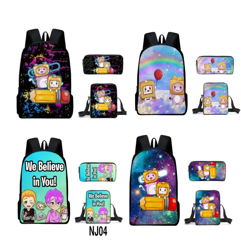 

3PC-Set 3D New Printing LankyBox Carton Villain Schoolbag Backpack Bag Pencil Case Backpack Anime Cartoon School Bag Mochila