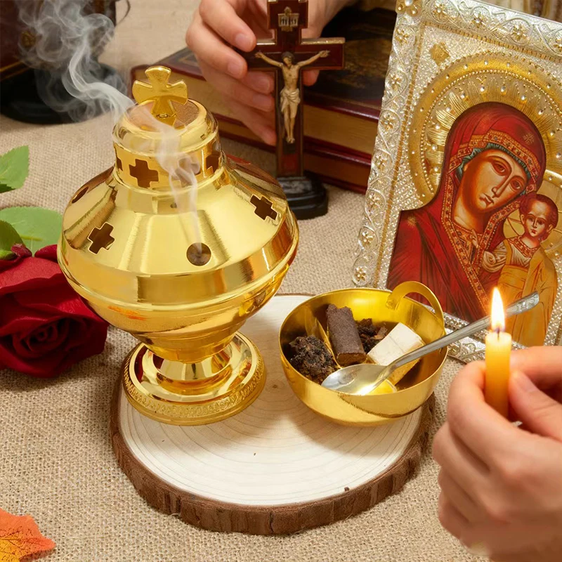 Neu 2026 Kirchenbedarf Hochglanzpolierter Vergoldeter Hängender Weihrauchbrenner Orthodoxer Weihrauchkessel Kirchen- und Heimdekoration Katholischer Kelch – Detail 7