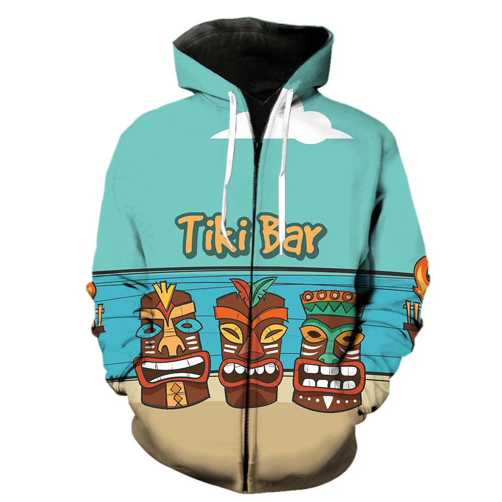 

Tropical Island Hawaiian Style Men's Zipper Hoodie Fashion Streetwear Unisex Harajuku 3D Printed Funny Teens Oversized Casual