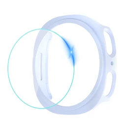 Premium Tempered Glass Cover with Screen Protector and Hard Bumper Frame for Watch 8 Classic (Ice Sea Blue)