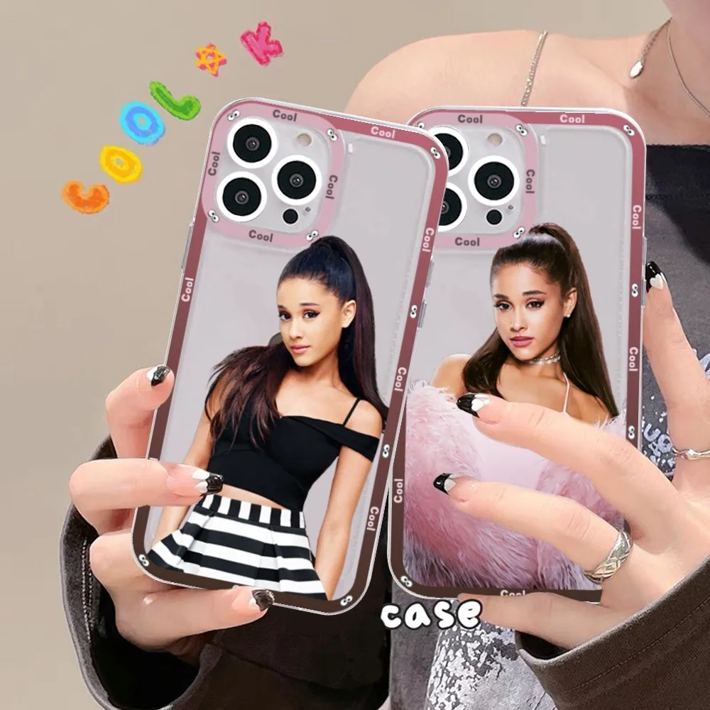 

AAri-ana-Gran-des Phone Case For iPhone 15 14 13 12 11 Pro Max Mini X Xs XR Transparent Case
