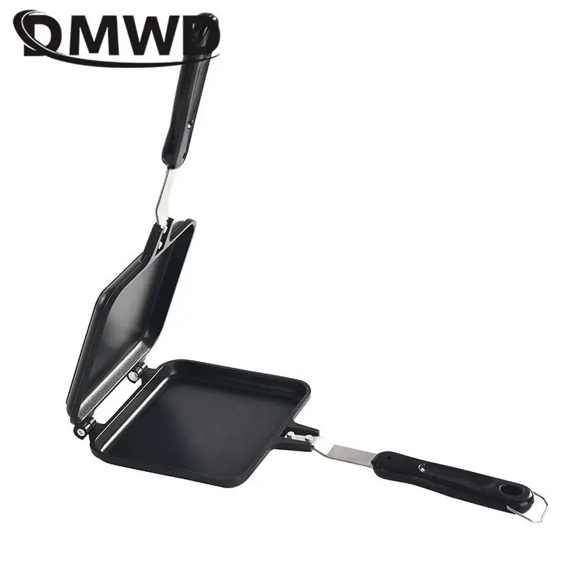 DMWD Non-Stick Sandwich baking pan Omelette Bread Toast bakeware for Breakfast manual Waffle Pancake Baking BBQ Grill frying pan
