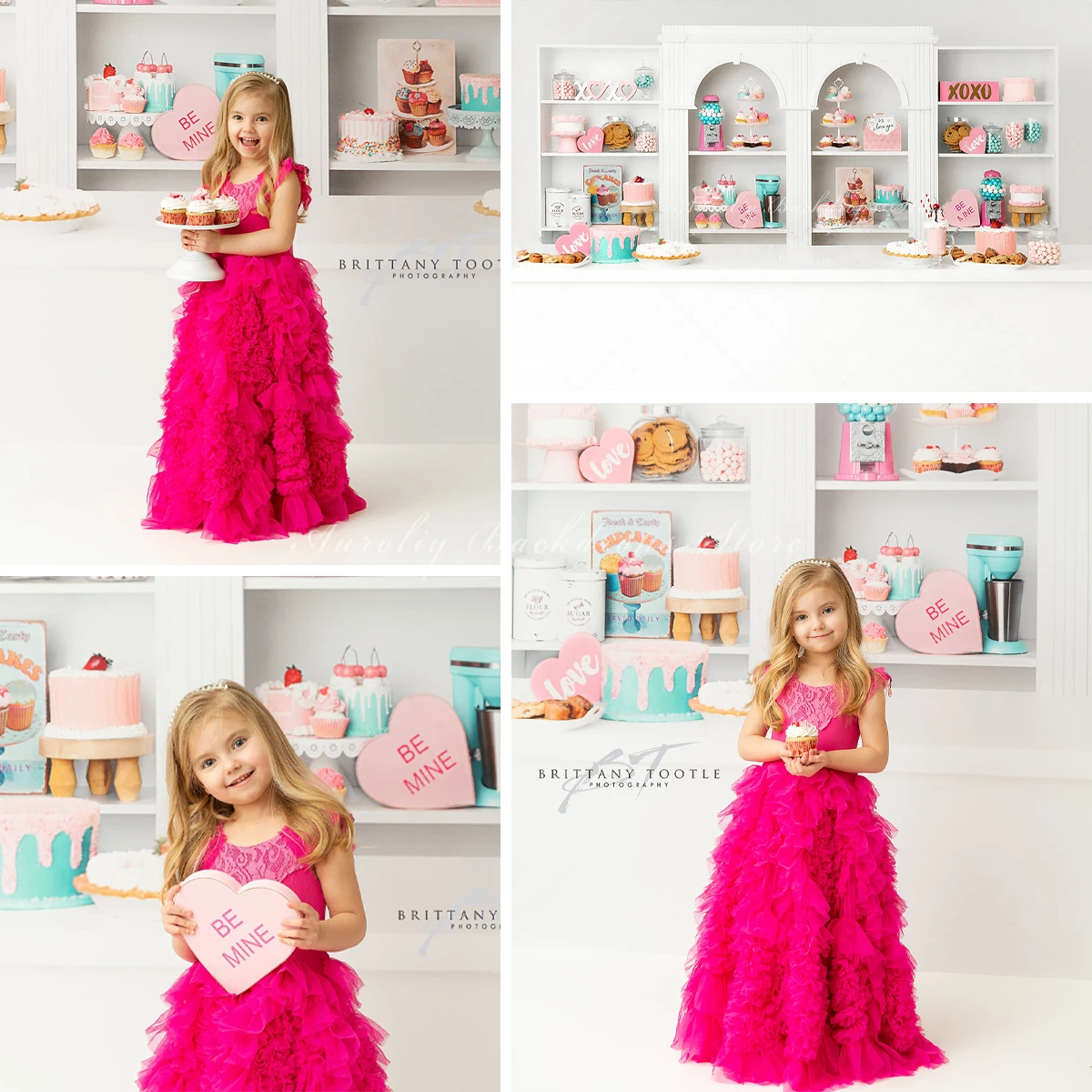

Cake Shop Backgrounds Valentine's Day Cupcake Kids Adult Photocall Props Child Baby Decors Birthday Cake Smash Backdrops