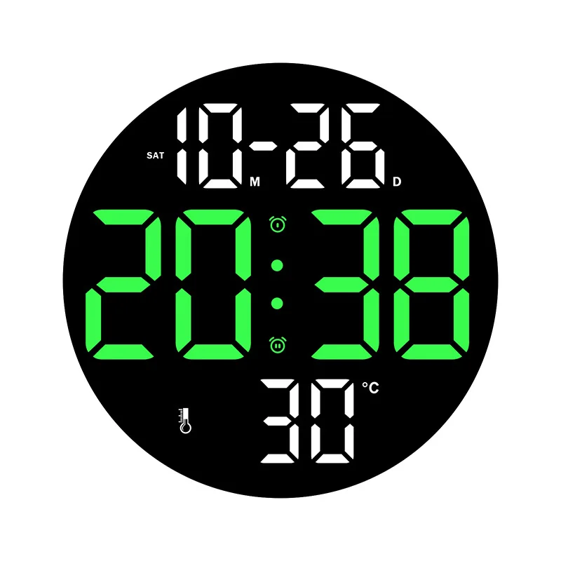 Wall Clock Digital Wall Clock LED Large Digital Wall Clock Remote Control Temperature Date Week Display Two Clocks Timing Clock Bedroom Home Decor