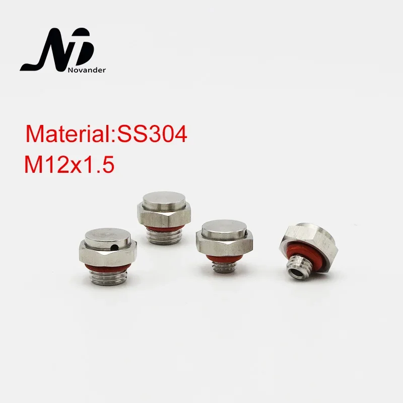 10 pcs M12x1.5 Waterproof Air Permeable Metal Screw Vent Plug SS304 M12*1.5 Stainless Steel Breathable Screw Vent Valve
