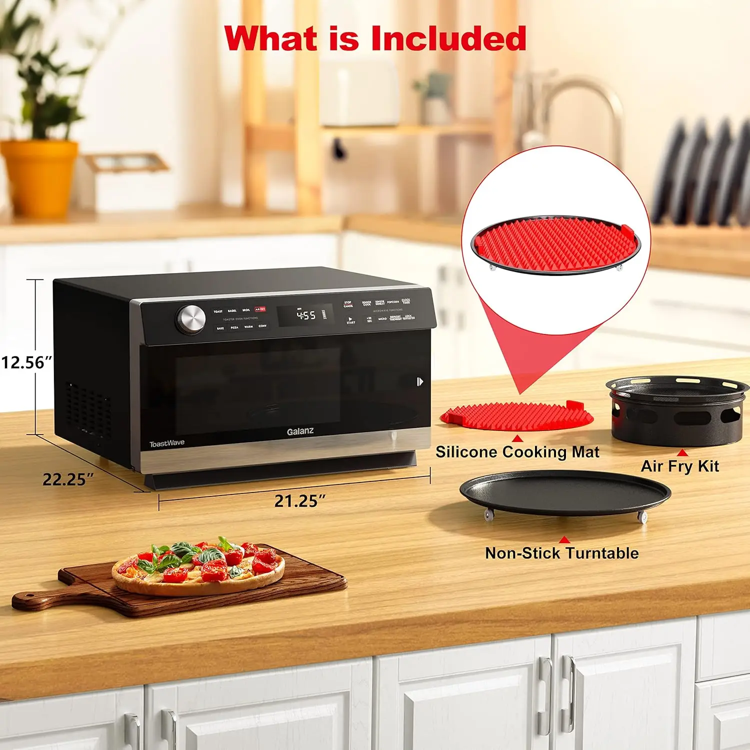 GTWHG12S1SA10 4-in-1 ToastWave with TotalFry 360, Convection, Microwave, Toaster Oven, Air Fryer, 1000W,1.2 Cu.Ft, LCD Display 5