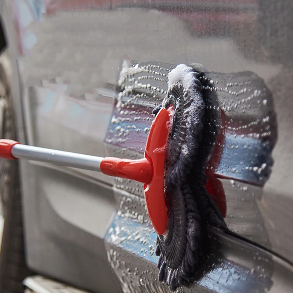 Car Mop Double Brush Head Windshield Roof Wipe Clean Broom Long Handle Cleaning Mop Windshield Roof Window Cleaning Maintenance