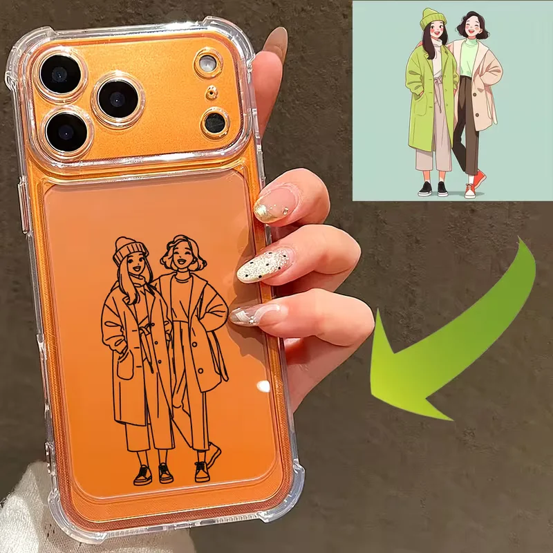 Personalized Custom Photo Sketch Lines With Four Corner Anti Fall thumbnail 2