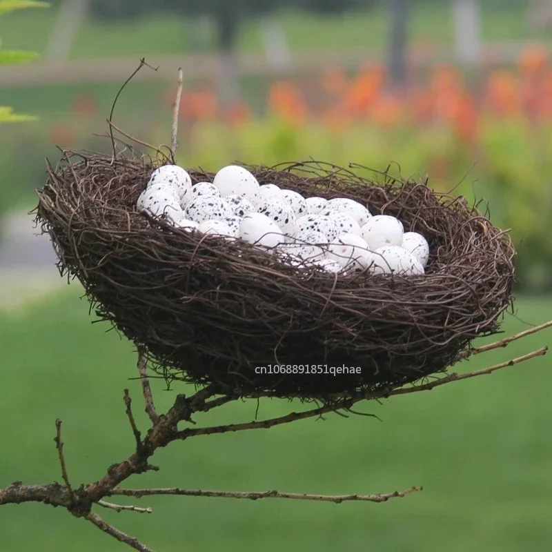 6-30cm Round Rattan Bird Nest Easter Decoration Bunny Eggs Artificial Vine Nest For Home Decor 2024 Happy Easter Party Decor