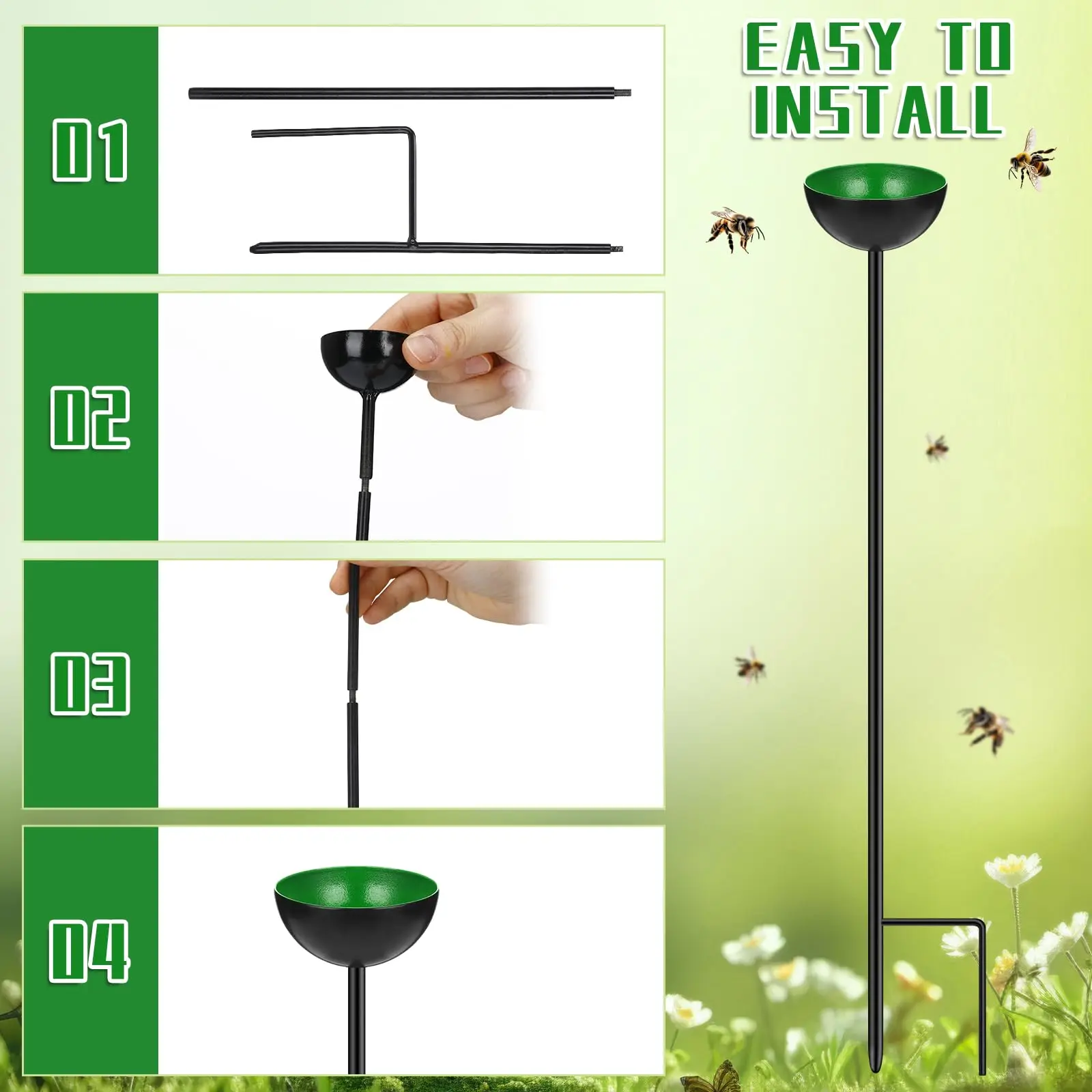 Bee Watering Station Bee Cups Multi-Function Metal Water Feeder Butterfly Bath Bowl for Garden Yard Decor