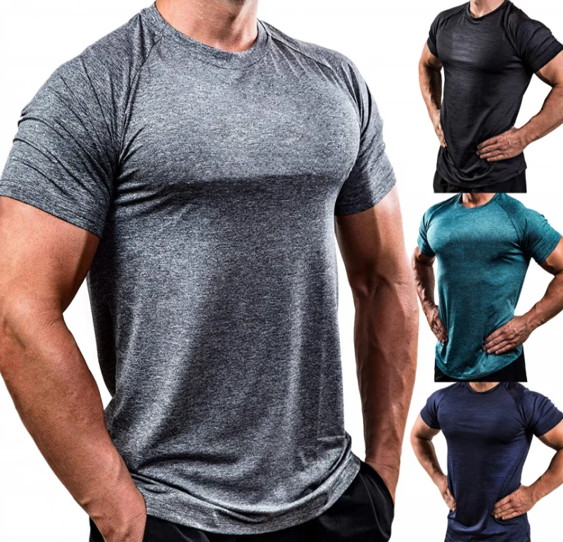 

Men Muscle Shirts Bodybuilding Quick Dry Short Sleeve Tee Shirt for Men Workout Gym Fitness Slim Fit