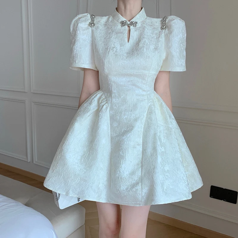 

Improved Cheongsam Young High-End Temperament Lolita Pettiskirt New Chinese National Style Puff Sleeve Dress Women's Summer