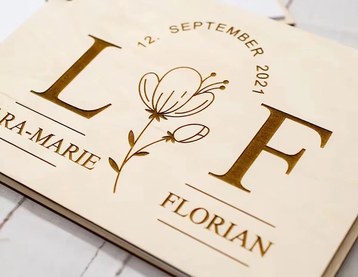Personalized Wedding Guestbook,Wooden cover,Elegant memory Book for Wedding,Wedding Decor,Laser Engraved Wedding Memory Album
