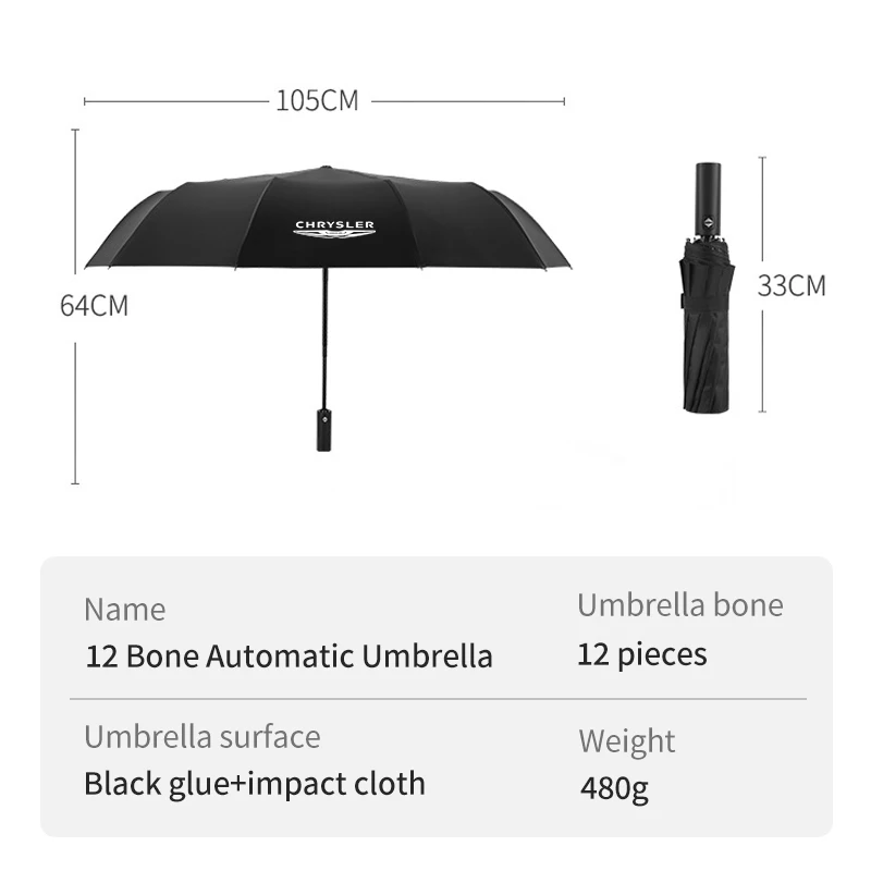 Car Fully Automatic Folding Rain Windproof Umbrella Sunshade For Chrysler 300c PT Cruiser Grand Voyager Pacifica Town Country