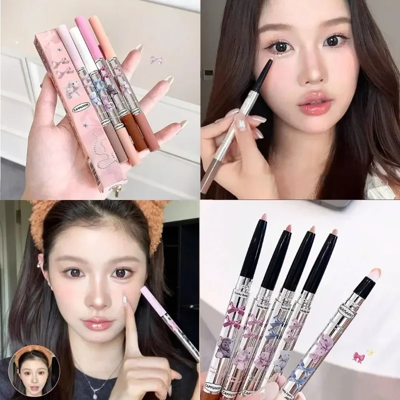 Double Head Lying Silkworm Pen Silkworm Highlight Crease Pencil Diamond Glitter Matte Brightening Shadow Eyeliner Pen Aegyo-sal eyeshadow pen,makeup pen