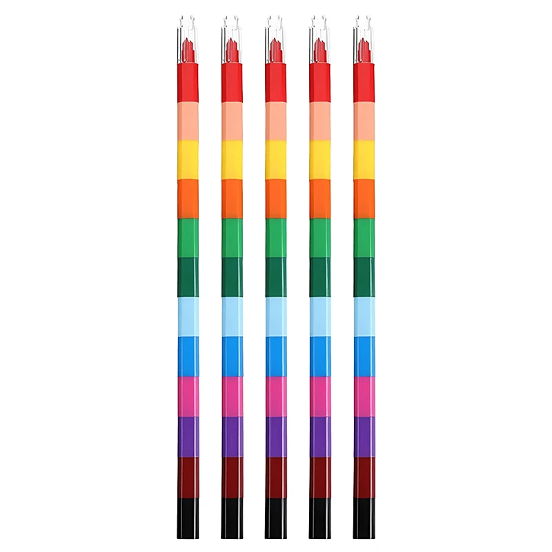 Vibrant 12-Color Stackable Rainbow Crayon Set - Creative Stationery and Fun Building Blocks Gift