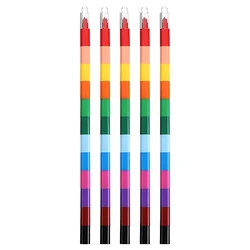 Vibrant 12 - Color Stackable Rainbow Crayon Set - Creative Stationery and Fun Building Blocks Gift (5 Stackable Crayon)