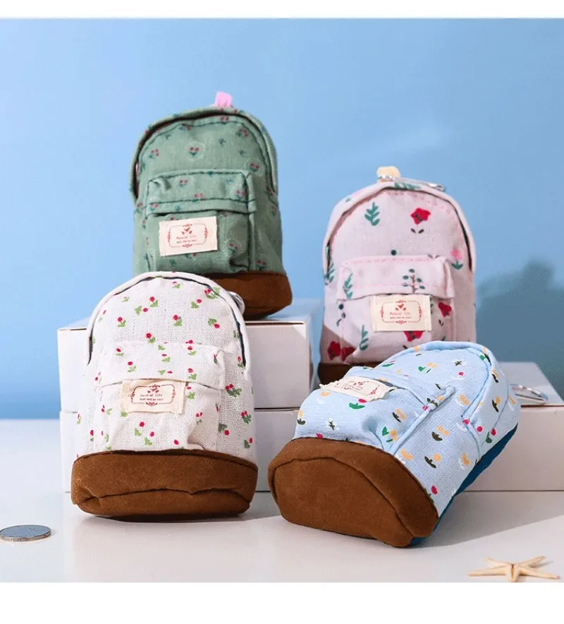 Fashion Kawaii Fabric Canvas Mini Floral Backpack Women Girls Kids Cheap Coin Pouch Change Purses Clutch Bags