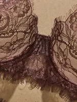 Ensemble soutien-gorge et culotte en dentelle fine de style basique pour femmes, sans couture, à œillets, sous-vêtements confortables, vêtements intimes 2