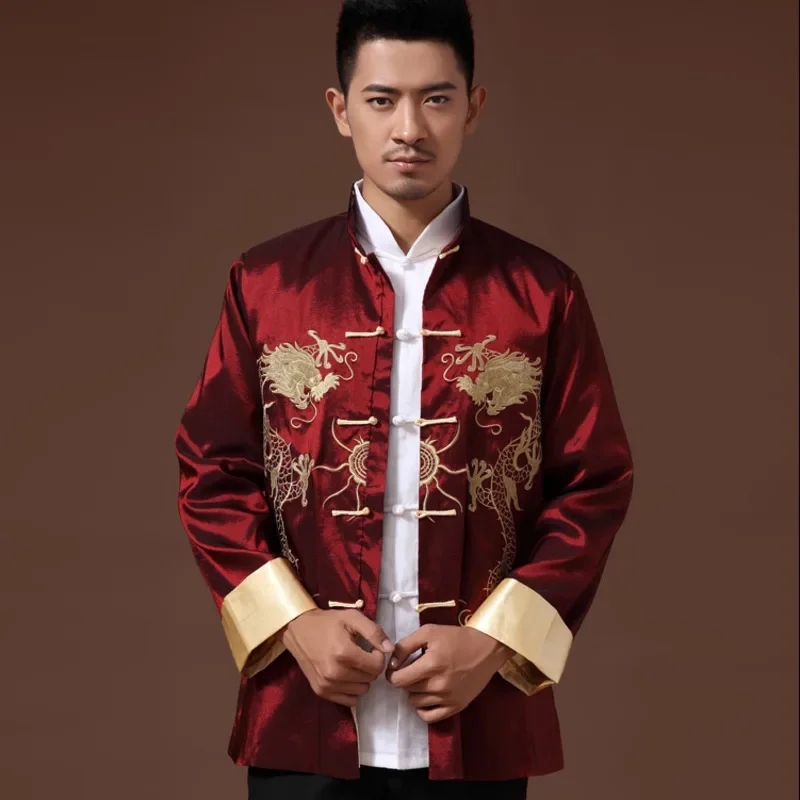 Chinese Traditional Costume Chinese Men Hanfu Top phoenix printed clothes dragon Tang suit clothing men's embroidered long sleeve Festival wedding jacket