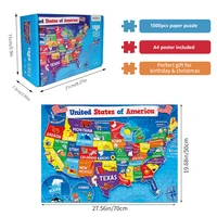 High Quality 70cm*50cm 1000pcs USA MAP Jigsaw Puzzle Adult Stress Relief Beautiful Landscape Puzzle Wall Decor 2