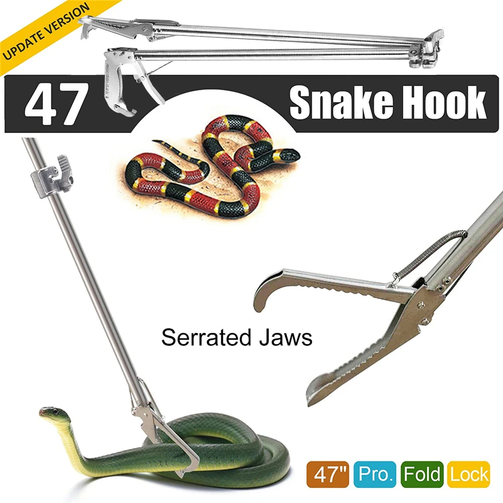 Safety Retractable Stainless Steel Snake Hook Long Handle Snake Catcher  Tongs Reptile Catcher Stick Rattlesnake Handling Tool - AliExpress