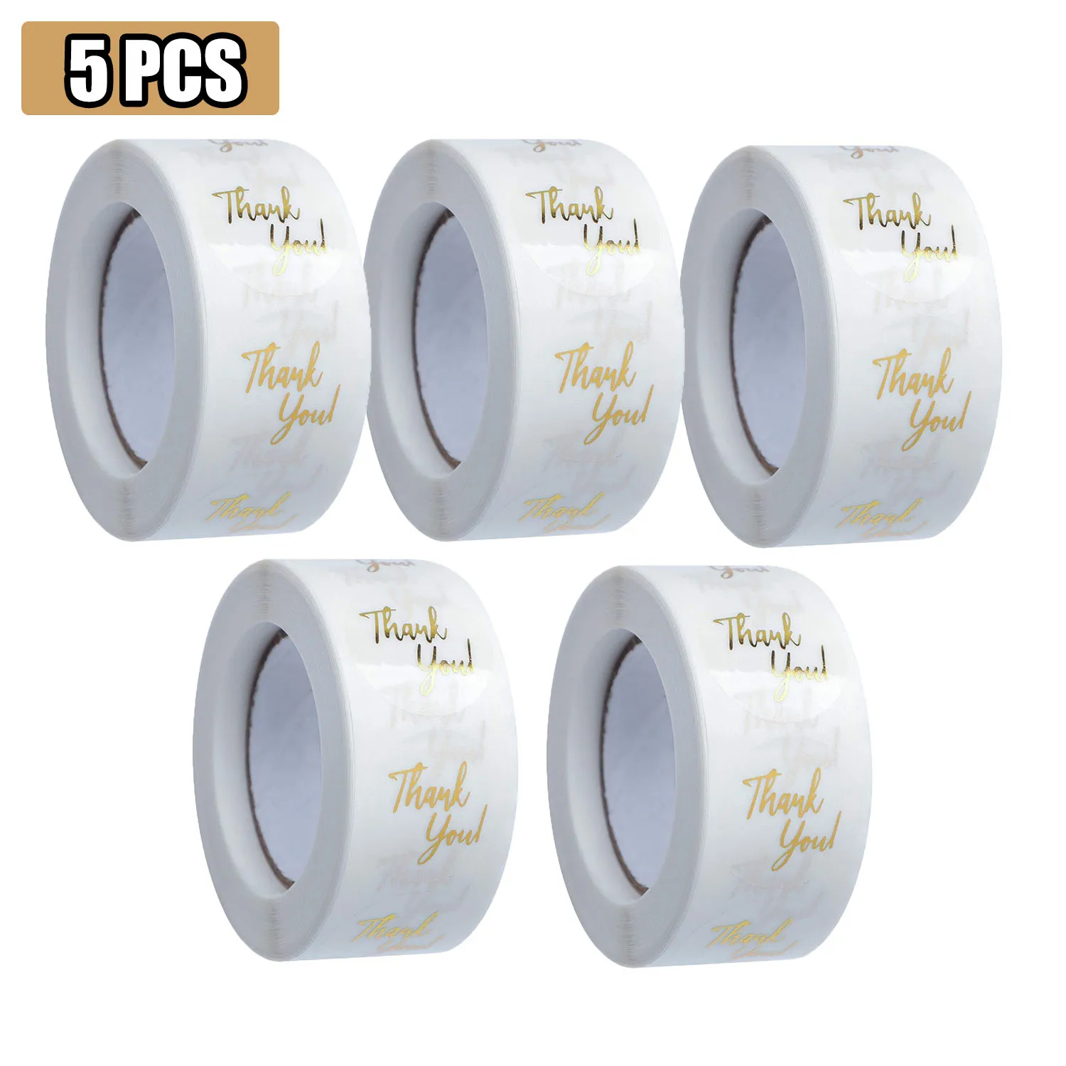 Multiple thank you stickers arranged for viewing