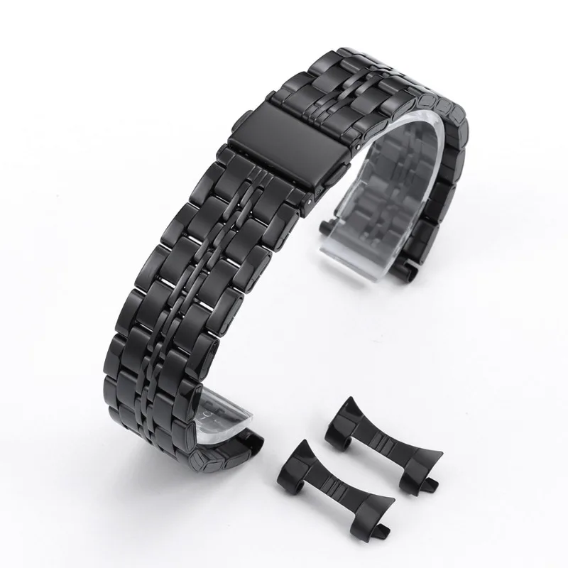 Premium Curved End Stainless Steel Watch Strap with Folding Buckle