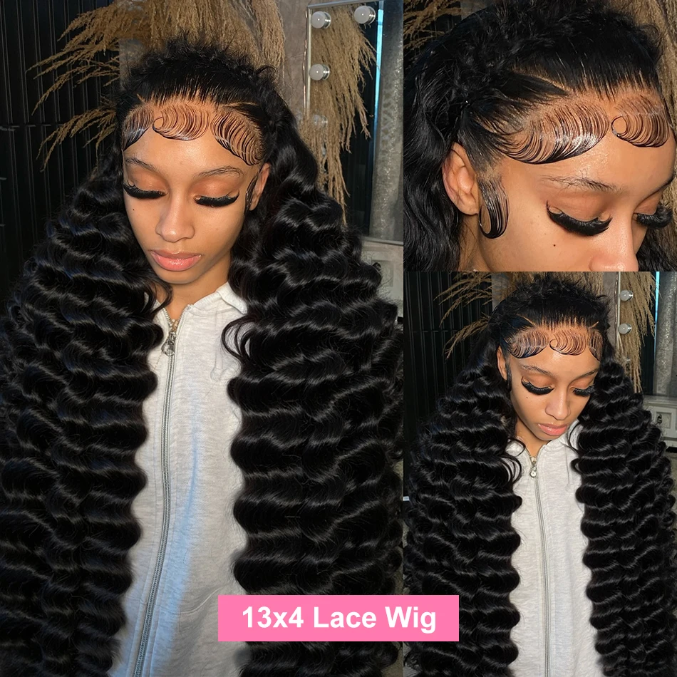 200% Loose Deep Wave 13x6 Lace Front Human Hair Wigs 30 40 Inch Brazilian Curly Water Wave HD Lace Frontal Wig For Women 2
