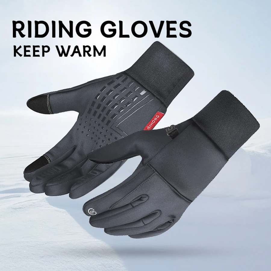 1 Pair Outdoor Motorcycle Gloves Winter Insulation Waterproof Warm Gloves Lightweight Running Winter Touch Screen Bicycle Gloves