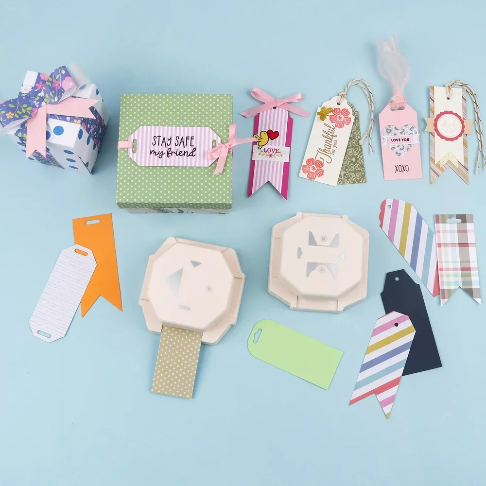 4-in-1 코너 태그 펀치 4가지 모양 라벨 코너 펀치 DIY 종이 카드 제작 스크랩북용 가장 예쁜 라벨/티켓 만들기