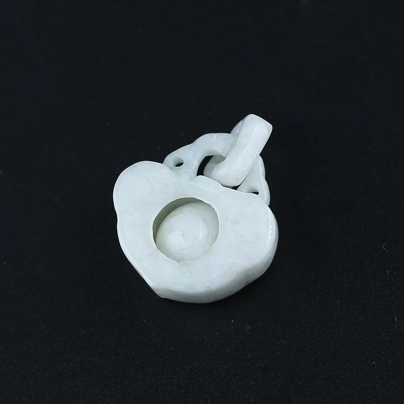 Natural Jadeite Fashion Jewelry Necklace Accessories Carved Lock Pendant Bead 26x21x7mm 6.1g