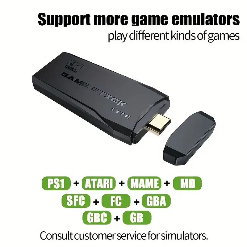 M8 Game Stick 4K Linux OS TV Video Game Console Built-in 20000+ Games 2.4G Dual Wireless Handle 64GB 3D Games For PS1 SFC
