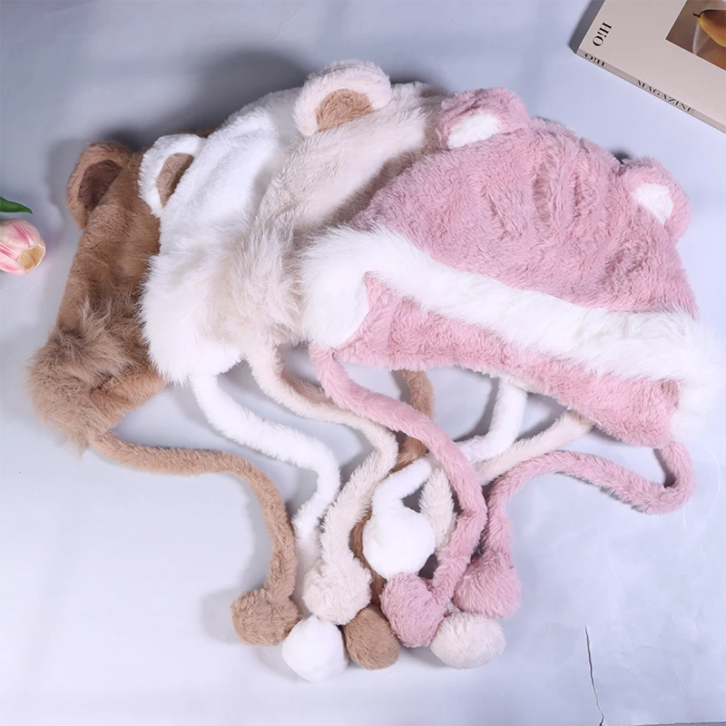 Lindo conjunto de gorro y bufanda con capucha de piel con orejas de oso