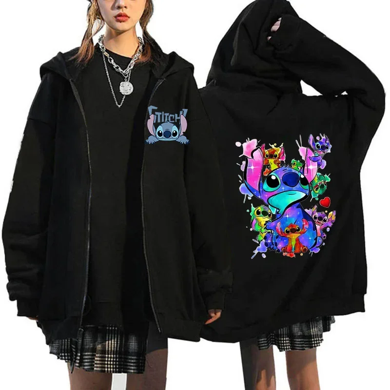 thumbnail image 1 of Sudadera con capucha de dibujos animados de Disney Stitch para mujer, ropa de calle de Manga, Harajuku, Anime, divertido, invierno, años 90, 1 of 5
