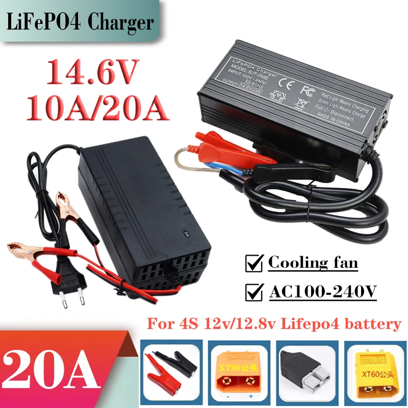 4S 14.6V 10A 20A Lifepo4 リチウムリン酸鉄バッテリー充電器 12.8V 