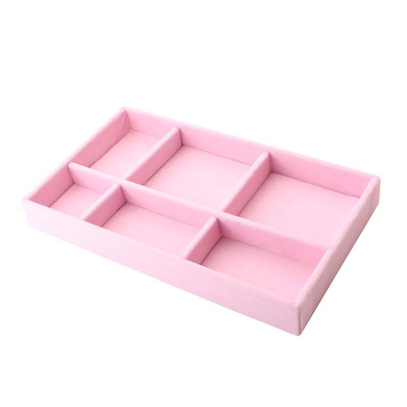 Présentoir à Bijoux Empilable En Velours Rose - Plateau Tiroir Pour Bagues Et Boucles D'oreilles - Dimensions 21x13x2.5 Cm