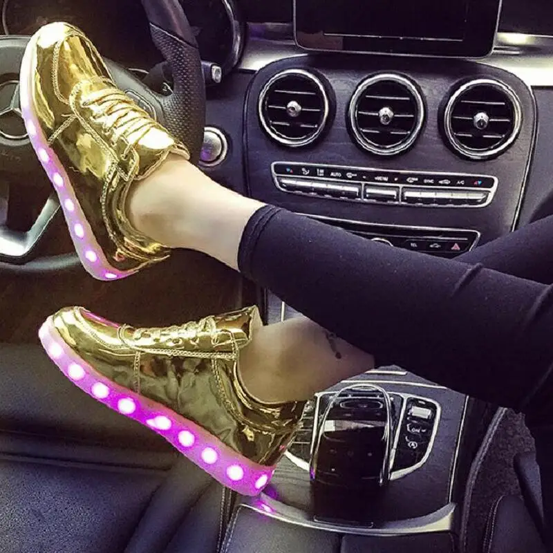 RayZing Fashion Unisex Shoes Led For Adults Schoenen men Casual Chaussures Lumineuse Light Up Shoes lover Luminous Gold Silver