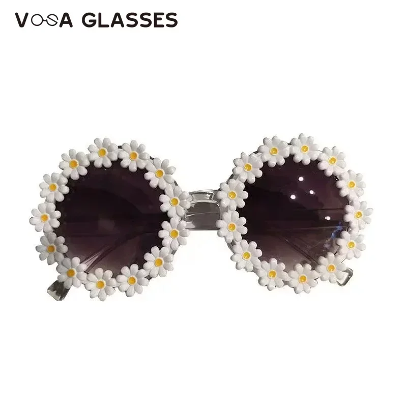 Girl Sunflower Round Flower Cute Ladies Fashion Sun Shade Glasses Children's Daisy Sunglasses Child Matching Sunglasses children sunglasses,kids sunglasses,fashion sunglasses