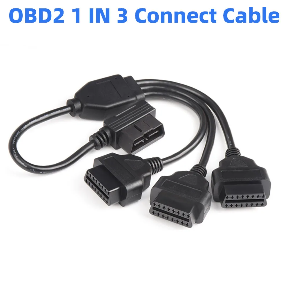 50cm Obd2 Splitter Cable Obd2 Extend Cables 1 To 3 Converter Adapter