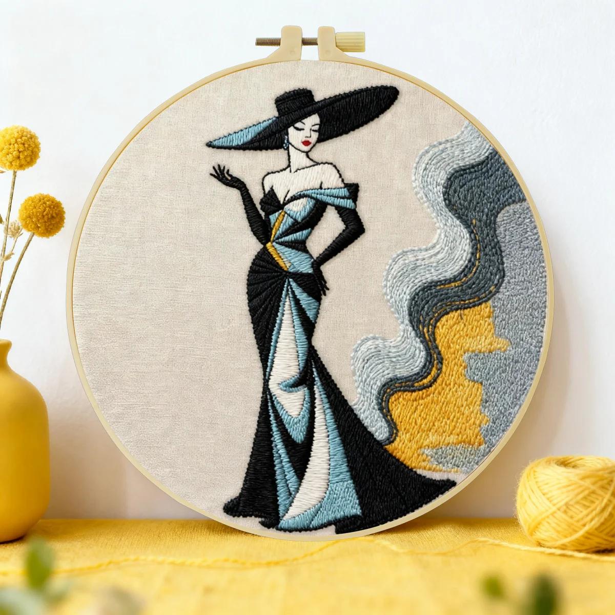 1 Stück 20X20CM/15X15CM 7,87/6,3 Zoll Stickerei-Starter-Kit für Frauen DIY-Kit DIY-Stickerei-Set Handarbeiten Nähkunst Heimdekoration