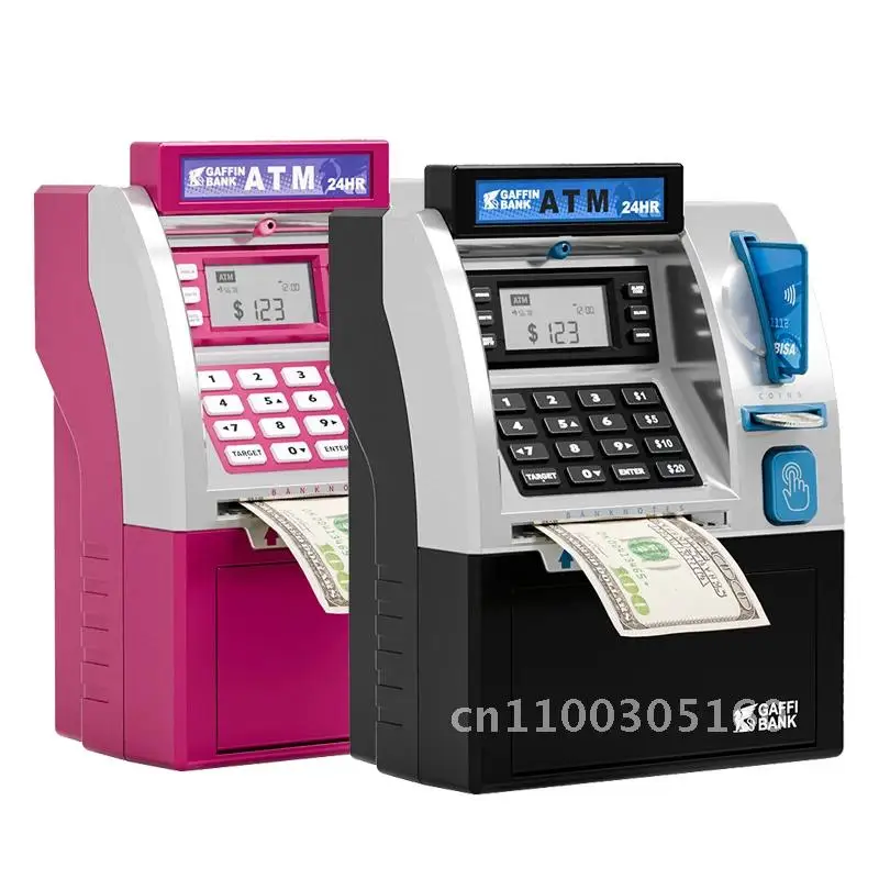 Electronic Itellegent Piggy Bank Treasure Kids, Atm Coin Savings Safe Chest Automatic Bank Banknote Kids Deposit for Box, Gift